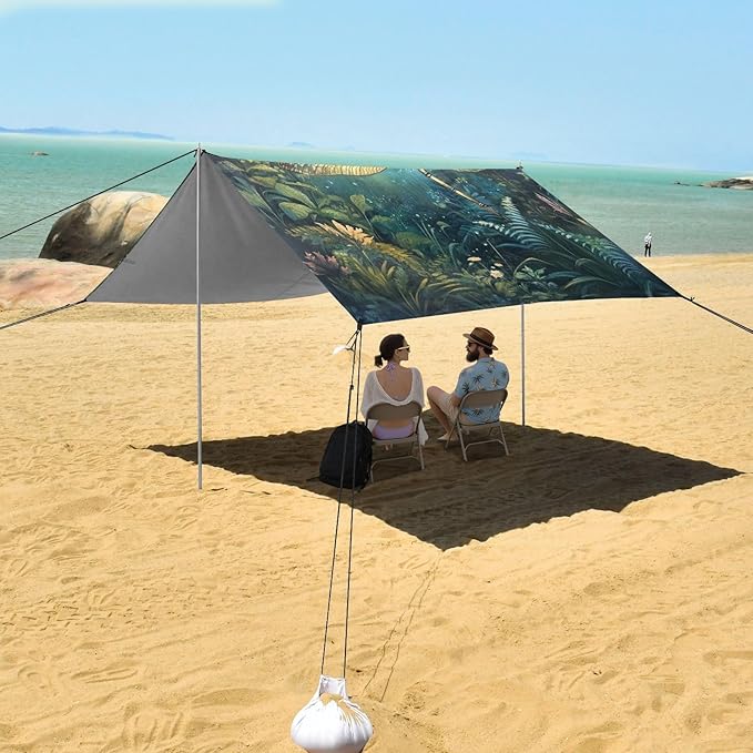 ALAZA Forest Magic Dragonfly Beach Tent Sun Shelter Portable Canopy Sunshade for Outdoor Camping Picnics Backyard Fun 10x9 ft