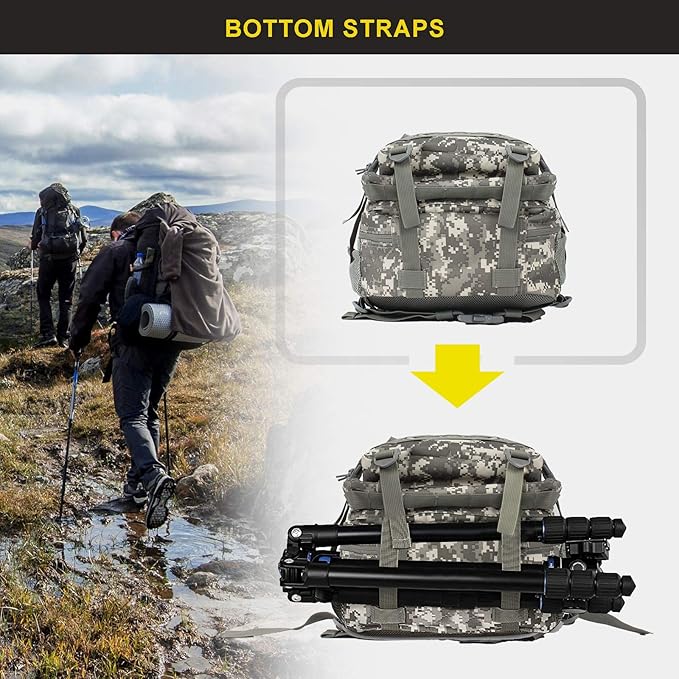 Zavothy 45L Military Tactical Backpack Army 3-Day Assault Pack Bug Out Bag for Hiking Camping | Army Bag Large Rucksack with Molle System