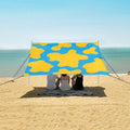 ALAZA Yellow Blue Cow Pattern Beach Tent Sun Shelter Portable Canopy Sunshade for Outdoor Camping Picnics Backyard Fun 10x9 ft