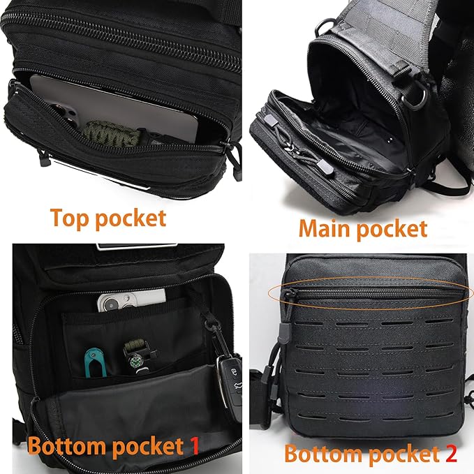 Tactical Sling Bag Backpack for Men Molle Shoulder Bag Pack Daypack Backpack for Hunting Hiking Traveling Camping