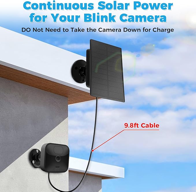 Loyala Solar Panel for Blink Blink Outdoor Camera Solar Panel Outdoor Security Camera Solar Powered Kit with 360° Adjustable Mounting IP66 Waterproof 9.8 Ft Charging Cable (2 Black-2W)