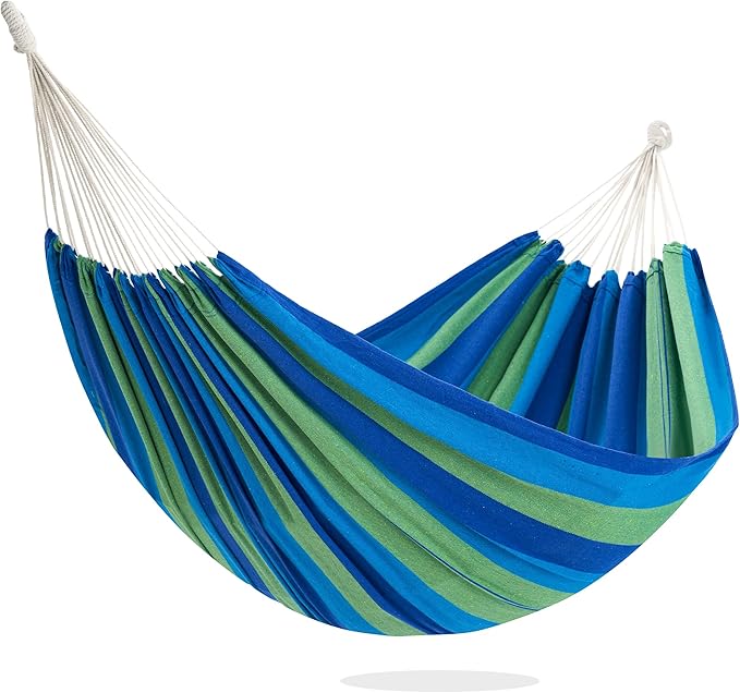 PNAEUT Double Hammocks for Outside Replacement Outdoor Tree Hammock for Indoor Patio Porch Garden (Blue Medium)