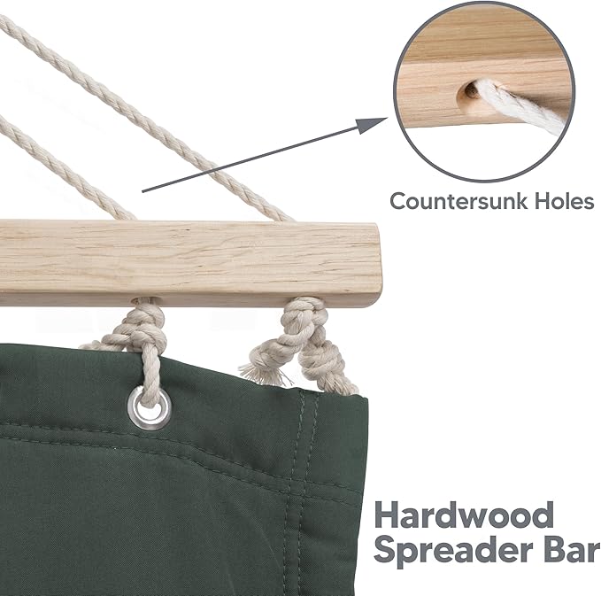 SUNCREAT Hammocks Replacement Hammock for Stand 475 lbs Capacity Two Person Backyard Hammock for Outside Green Gray