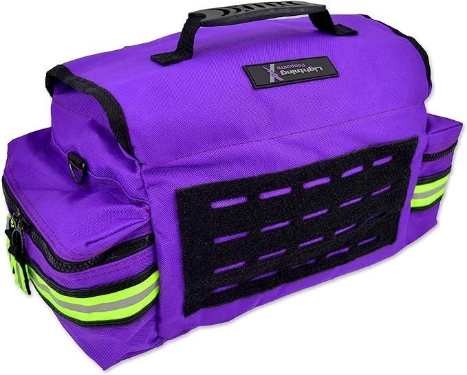 Lightning X Customizable Small Medic First Responder EMT Trauma Bag w/Embroidered Name Patch - PURPLE