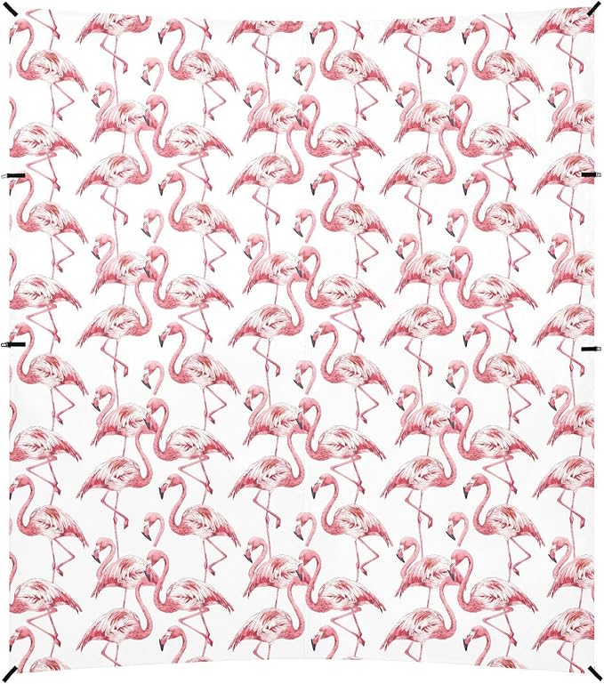 ALAZA Pink Flamingo Beach Tent Sun Shelter UPF50+ Protection Beach Shade Canopy w/ 4 Sandbags for Outdoor Camping Fishing Backyard Fun Picnic 10x9 ft