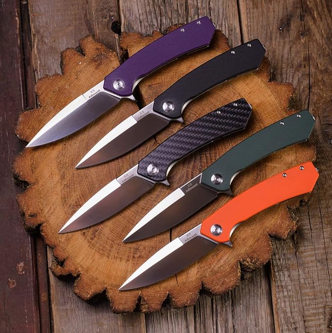 Firebird GANZO Adimanti Skimen Pocket Folding Knife G10 Handle with Clip and Glass Breaker D2 Steel Blade Hunting Fishing Camping Outdoor EDC Knife (Purple)