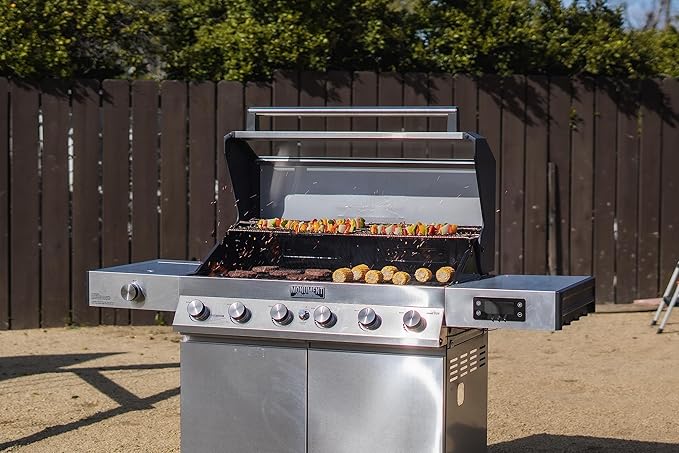 Monument Grills 6+1 Convertible Natural Gas Smart bbq Grill 6 Burners &amp 1 Side Burner Stainless Steel Denali 605 with Smart Technology Knob Controls (Without Conversion Kit)
