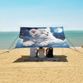 ALAZA Cute White Tiger Baby Beach Tent Sun Shelter UPF50+ Protection Beach Shade Canopy w/ 4 Sandbags for Outdoor Camping Fishing Backyard Fun Picnic 10x9 ft