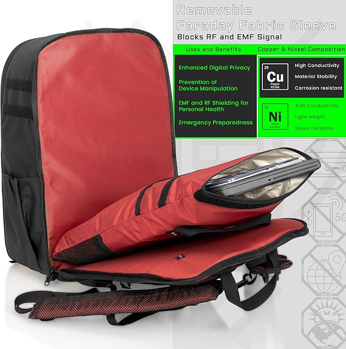 Xtreme Sight Line ~ Large Backpack ~ 16 Laptop Backpack with Removable Faraday Sleeve ~ Heavy-Duty Foam Padded &amp Multiple Large Compartments ~ 1680D Ballistic ~ Black
