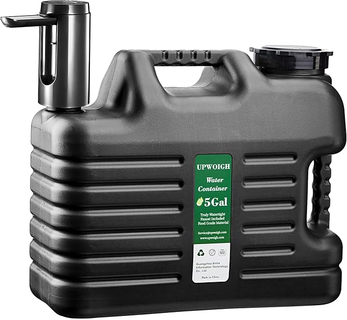 Portable 5 Gallon Water Jug with Automatic Touch Control PumpTruly No Leakage Water Container with SpigotType-C Rechargeable Black Water Pump Gear for Outdoors Camping Hiking