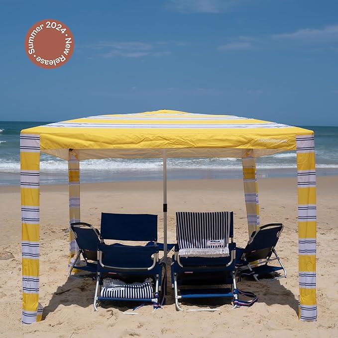 CoolCabana Beach Shade Tent - Easy Setup UPF 50+ Protection Large &amp Medium Sizes Compact &amp Wind Resistant - Beach Cabana for The Whole Family - St Tropez Medium