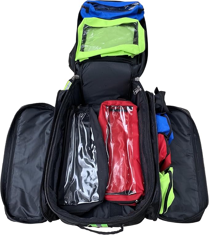 Kemp USA Ultimate EMS Backpack Military &amp Police Tactical Medical Bag EMT Survival Gear Organizer Fits BLS/ALS Equipment &amp D Tank Oxygen Cylinder Black