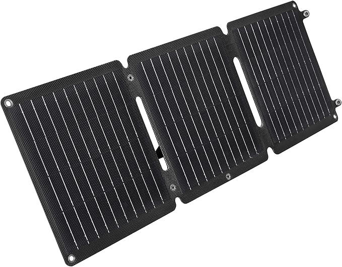 Preppi High Efficiency Solar Panel Foldable ETFE Dual USB-A and USB-C Ports Compact Size for Smartphones Tablets Laptops