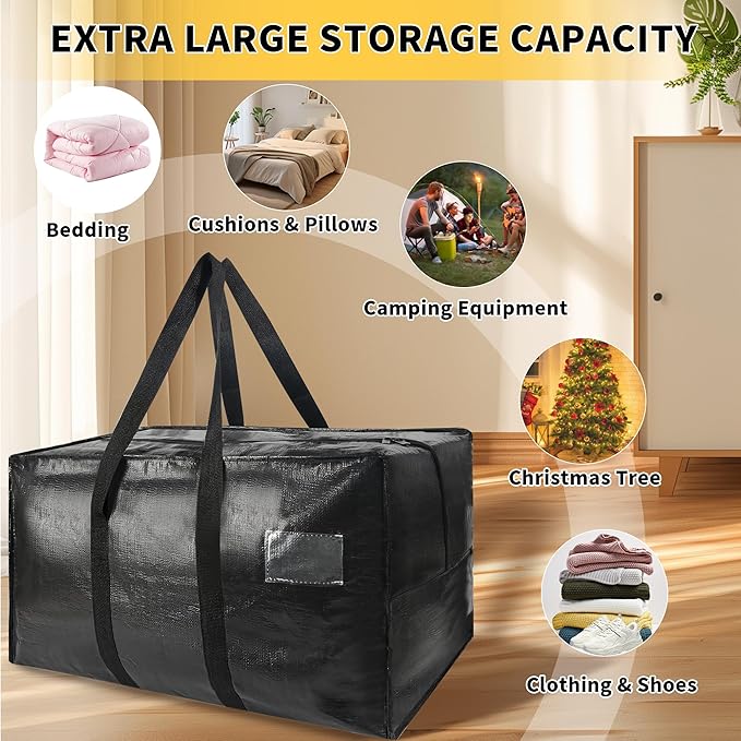 Heavy Duty Extra Large Moving Bags96 Gallon Jumbo Packing BagsHuge Moving Storage Bags with Strong Zippers &amp Carrying HandlesReusable Big Moving Storage Bags for College Dorm Travel 1Pack