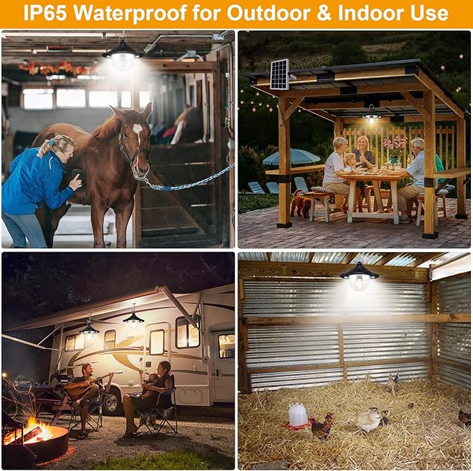 Solar Shed Light Indoor Outdoor Pendant Lights Solar Powered with 2 Motion Sensor Waterproof Solar Hanging Lamp for Porch Inside Home Farmhouse Gazebo Chicken Coop Daytime Available 2 Pack
