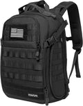 MOSISO Tactical Backpack 2-Layer Military Daypack 3 Day Assault Pack Rucksack Outdoor Hiking Hunting Camping Training Travel Shoulder Bag with Trolley Belt &amp USA Flag Patch Black