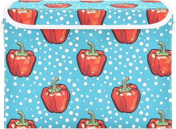 Storage Cube with Lid Peppers Cartoon Print 16.5×12.6×11.8 IN 1 Pack Collapsible Large Capacity Foldable Storage Basket Bin Organizer