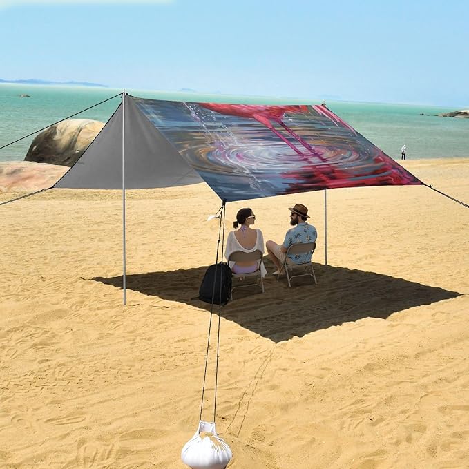 ALAZA Flamingo Tropical Beach Tent Sun Shelter Portable Canopy Sunshade for Outdoor Camping Picnics Backyard Fun 10x9 ft