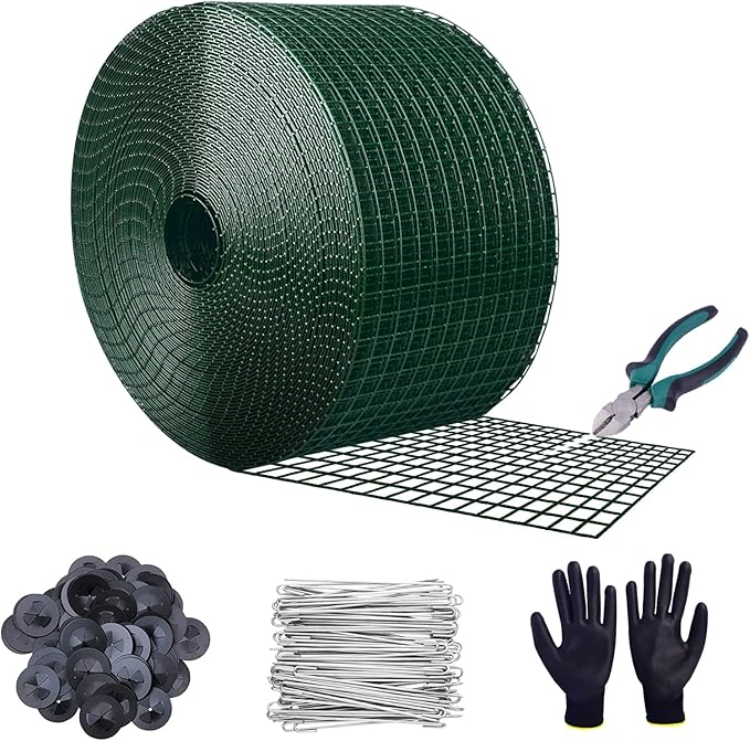Solar Panel Bird Guard6inx120ft Critter Guard for Solar Panels with 100pcs Fastener ClipsPVC Coated Galvanized Pigeon Solar Panel MeshCritter Guard with PlierGloves for Bird Proofing