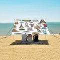 ALAZA Scenery Stickers Travel Beach Tent Sun Shelter UPF50+ Protection Beach Shade Canopy w/ 4 Sandbags for Outdoor Camping Fishing Backyard Fun Picnic 10x9 ft