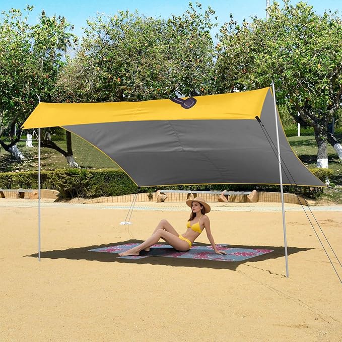 ALAZA Cute Bee Astronaut Cartoon Beach Tent Sun Shelter UPF50+ Protection Beach Shade Canopy w/ 4 Sandbags for Outdoor Camping Fishing Backyard Fun Picnic 10x9 ft