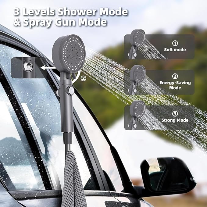 TARSHYRY Portable Camping Shower Rechargeable Pump with 2M Hose 7800mAh Battery for Outdoor Hiking Beach Travel ABS Material