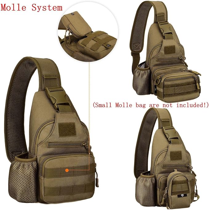 HUNTVP Small Tactical Sling Chest Pack Bag Molle Daypack Backpack Military Crossbody (Type2-Camo)