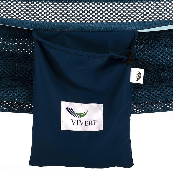 Vivere C9MESH-42 Hammock with Stand Navy and Turquoise