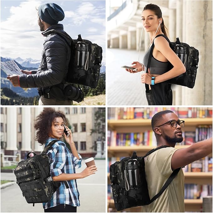 9L Mini Tactical Backpack for Men WomenSmall Military Tactical Backpack for SportGymHikingTravelCamping(Black Camo)