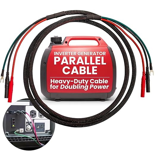 Hutch Mountain Parallel Cable Compatible with Honda Generator EU2200i 1000i 2000i – Heavy Duty Cable for Doubling Power – Inverter Generator Parallel Kit for RV Camping &amp Emergency Power