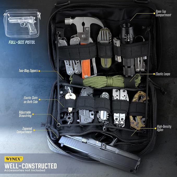 WYNEX Tactical Large Admin Pouch Molle EDC Utility Pouch with Map Sleeve Tactical Increment Pouch Molle Bag for Backpack Sling Bag Military