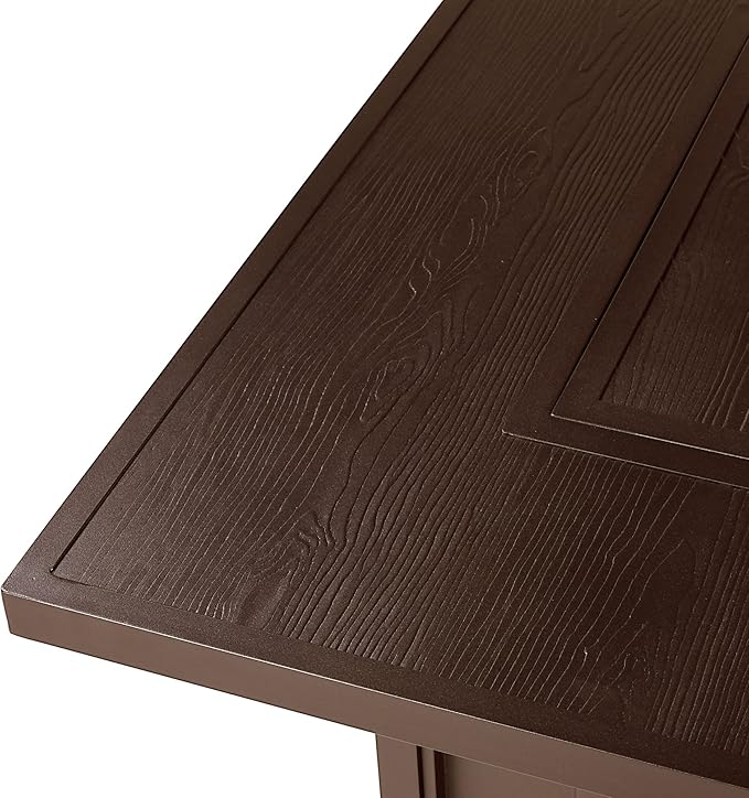 Oakland Living Square 42 in. x 42 in. Aluminum Propane Fire Pit Table with Glass Beads Two Covers Lid 57000 BTUs in Brown Finish