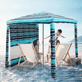 Jihfmo Beach Cabana 6.2'×6.2' Beach Canopy with Side Wall UPF 50+ UV Protection Easy Setup Tent Sun Shelter with Sand Pockets for Whole Family (Green Stripes)
