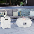 HOMPUS Hexagon Fire Pit Table Outdoor Propane Fire Pit Table w Free Lava Rocks &amp Rain Cover Terrazzo Colorful Fire Pit w Tank Cover Table &amp Wind Guard for Patio Outside