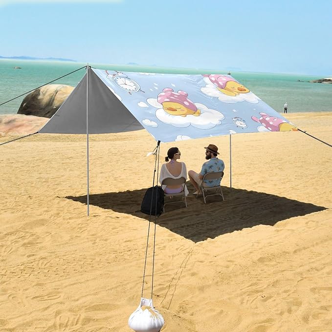 ALAZA Duck Sleeping Beach Tent Sun Shelter UPF50+ Protection Beach Shade Canopy w/ 4 Sandbags for Outdoor Camping Fishing Backyard Fun Picnic 10x9 ft