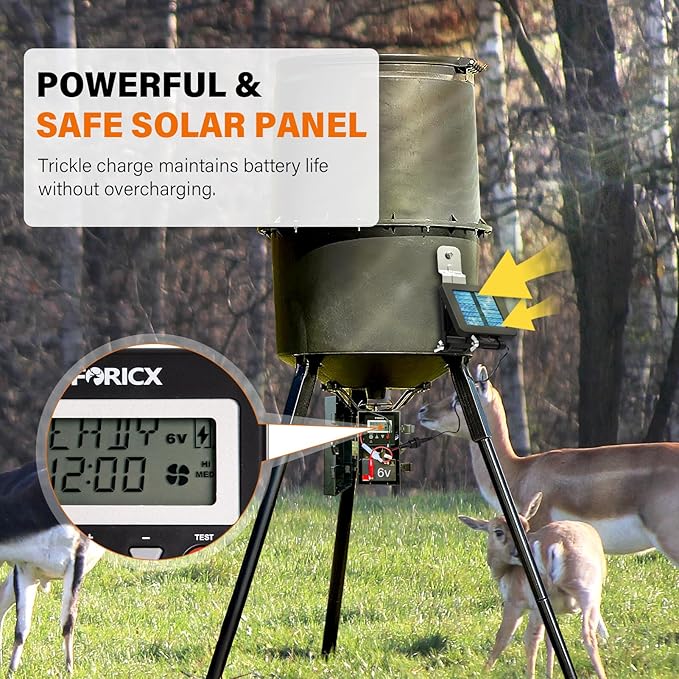 6V Solar Panel for Deer Feeder Efficient Solar Panel Charger w/Adjustable Mounting Bracket &amp Alligator Clips Compatible with Game Feeder Timer &amp 6V Rechargeable Batteries