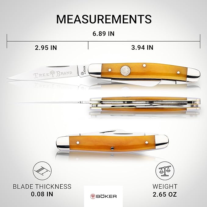 Boker Large Stockman 4 Inch Pocket Knife Smooth Yellow Bone Traditional Series 2.0 Made in Germany
