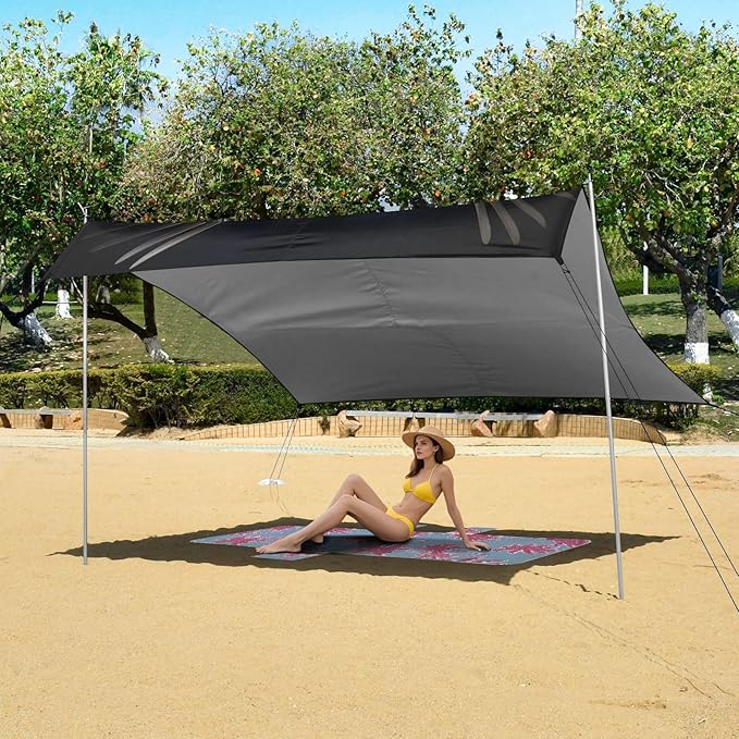 ALAZA USA America Flag Eagle Beach Tent Sun Shelter UPF50+ Protection Beach Shade Canopy w/ 4 Sandbags for Outdoor Camping Fishing Backyard Fun Picnic 10x9 ft
