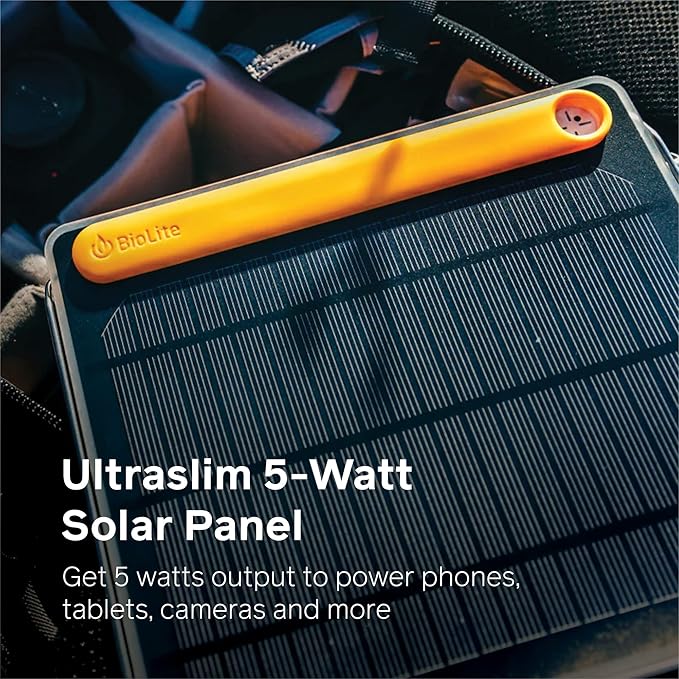 BioLite SolarPanel 5+ Ultraslim 5-Watt Solar Panel with 3200 mAh Battery 13.76 oz 10.12 x 8.19 x 0.94