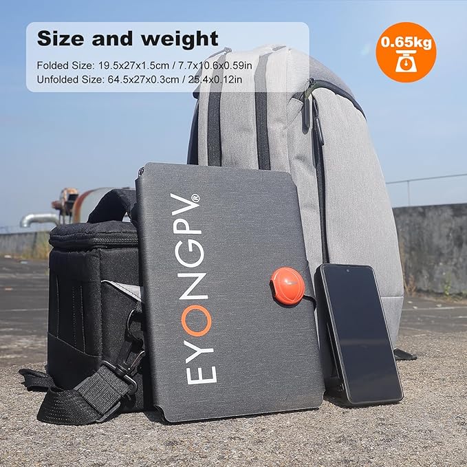 EYONGPV 30W Portable Foldable Solar Panel &amp Solar Charger with Croc-Eye USB-C PD Fast Charging Output IP67 Waterproof Compact Solar Charger for Phones Power Banks Camping Hiking Backpacking
