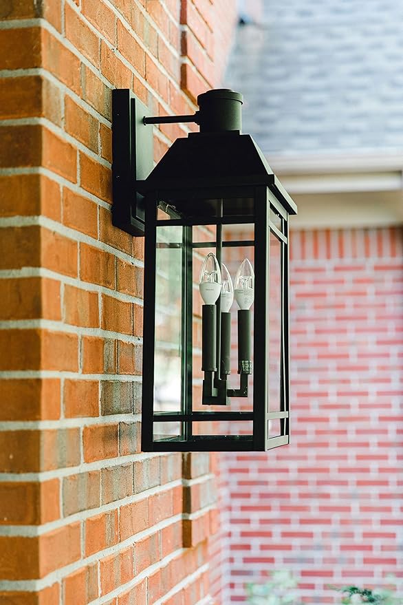 Capital Lighting 927131BK Braden Clear Glass Outdoor Wall Sconce 3-Light 180 Total Watts 23 H x 13 W Black
