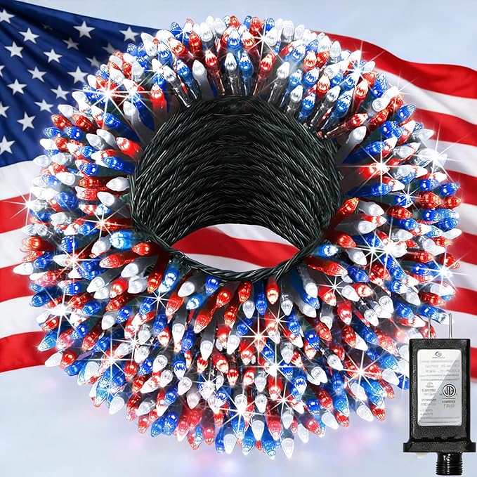 240FT Christmas Lights Outdoor 750 LED Christmas Tree Decoration Lights with 12 Modes &amp Timer Memory Dimmable Plug In Waterproof LED Xmas Light for Yard Wedding Party Holiday Red White &amp Blu