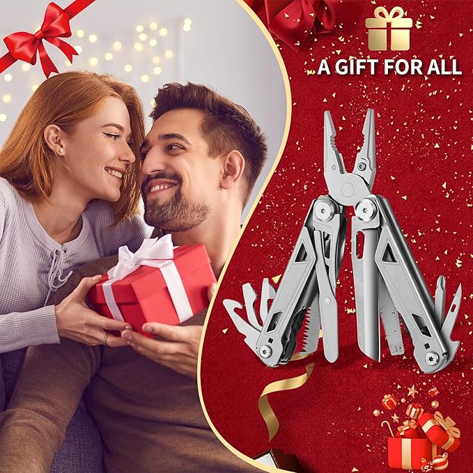 POXIMO 17-In-1 Multitool Gifts for Men Dad Him Multi Tool Pliers EDC Multi-Tool Kits Stocking Stuffers Pocket Knife Gadgets for Camping Hiking Surviving Fishing Hunting