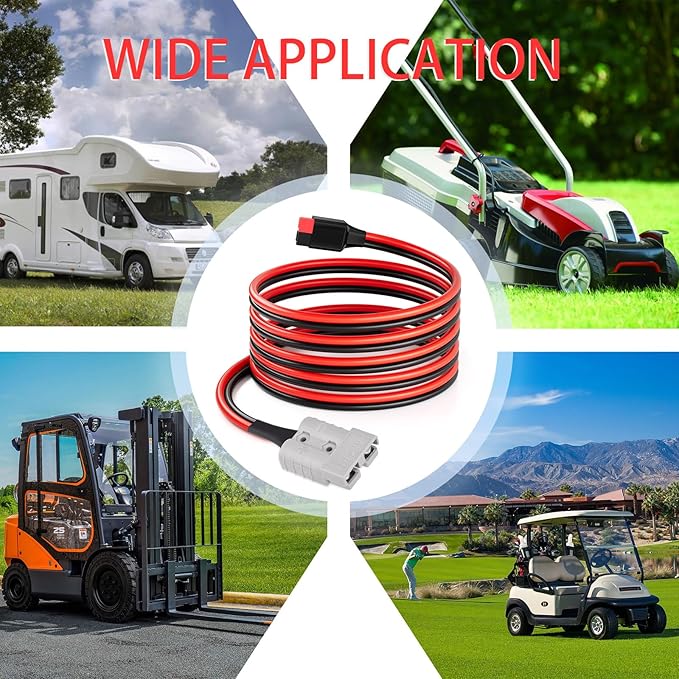 ELFCULB 10AWG 10FT Battery Quick Connect/Disconnect to Anderson Extension Cable Anderson SB50-PP45 Amp Connector Cable for Solar Portable Gennerator Battery Power Transfer