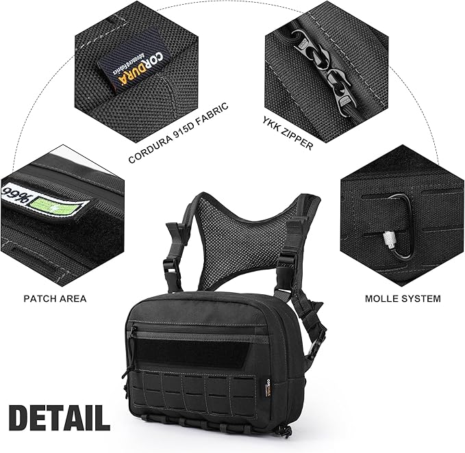 Mardingtop Chest Bag for MenOutdoor Tactical Molle Vest Chest Pack for RunningCyclingHikingEDCTravel