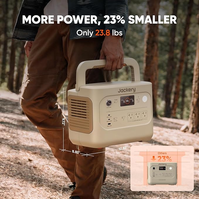 Jackery Solar Generator 1000 v2 with 200W Solar Panel 1070Wh Portable Power Station LiFePO4 Battery 1500W AC Output 1 Hr Fast Charge for Camping Emergency RV Off-Grid (Dune White)