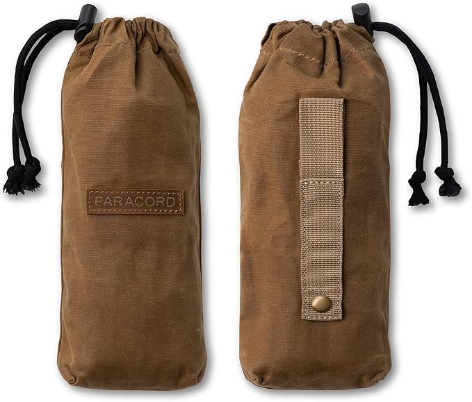 SurvivorCord Bag - Canvas Bushcraft Bag with MOLLE Strap to Hold Up To 100ft SurvivorCord - Waxed Canvas Paracord Pouch - Bushcraft for Hiking Mushroom Foraging Camping - Coyote Brown