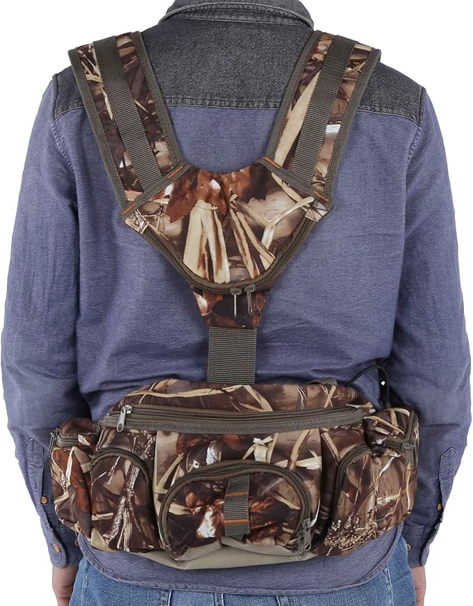 Pilipane Outdoor Hiking Backpack Waist Bag with Bottle Holder Camping Shoulder Bag Water Bottle Pack Ergonomic Lightweight Design for Sports Hiking Outdoor Activities Reed Flannel