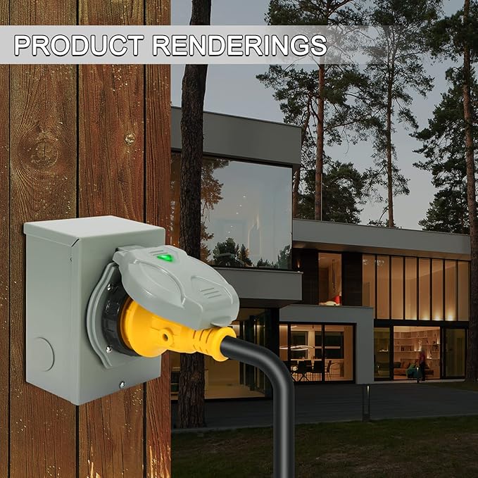 30 Amp Generator Inlet Box with Pre Punched Knockouts NEMA L5-30P Outdoor Generator Transfer Switch for 3 Prong Generator Cord 30A Power Inlet Box for Outdoor Use