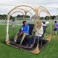 Baobrava Pop Up Sports Tent - Thick PVC Scratch-Resistant Bubble Clear Tent Instant Weather Proof Pod with Extra Top Cover for Soccer Football Games Outdoor Events 1-2 Person
